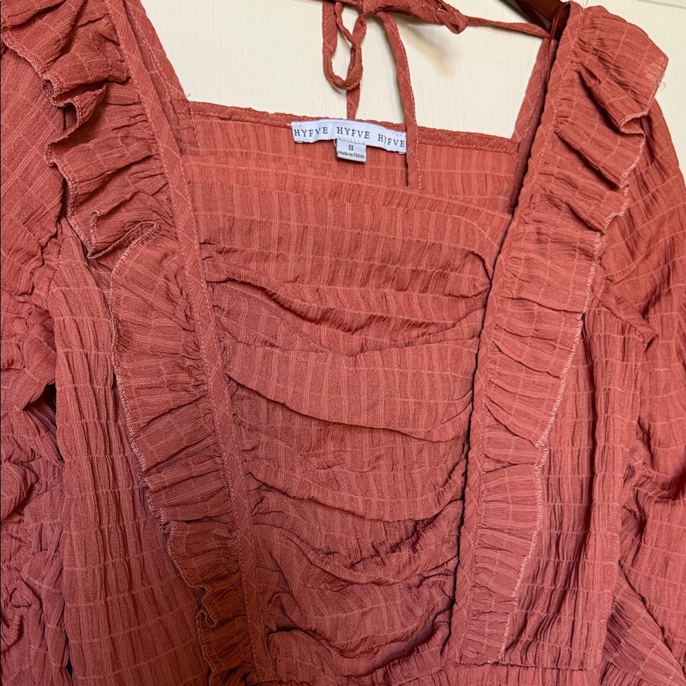 HYFVE Rust Ruffle Blouse - Picture 3 of 3